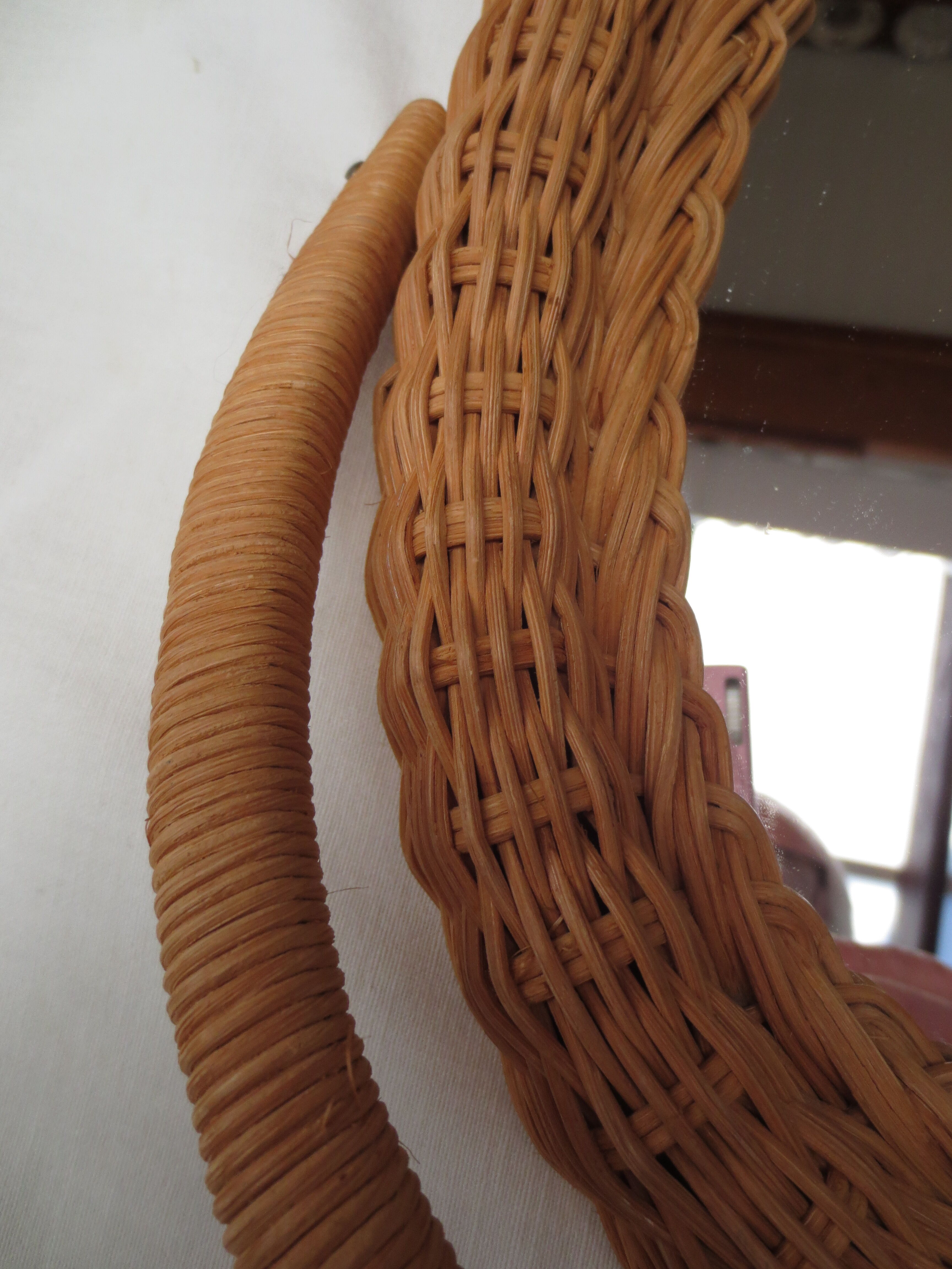 Rattan psyche mirror 22x43cm