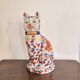 Ancient Sculpture Cat Family Green Porcelain Peony China Chinese Japan