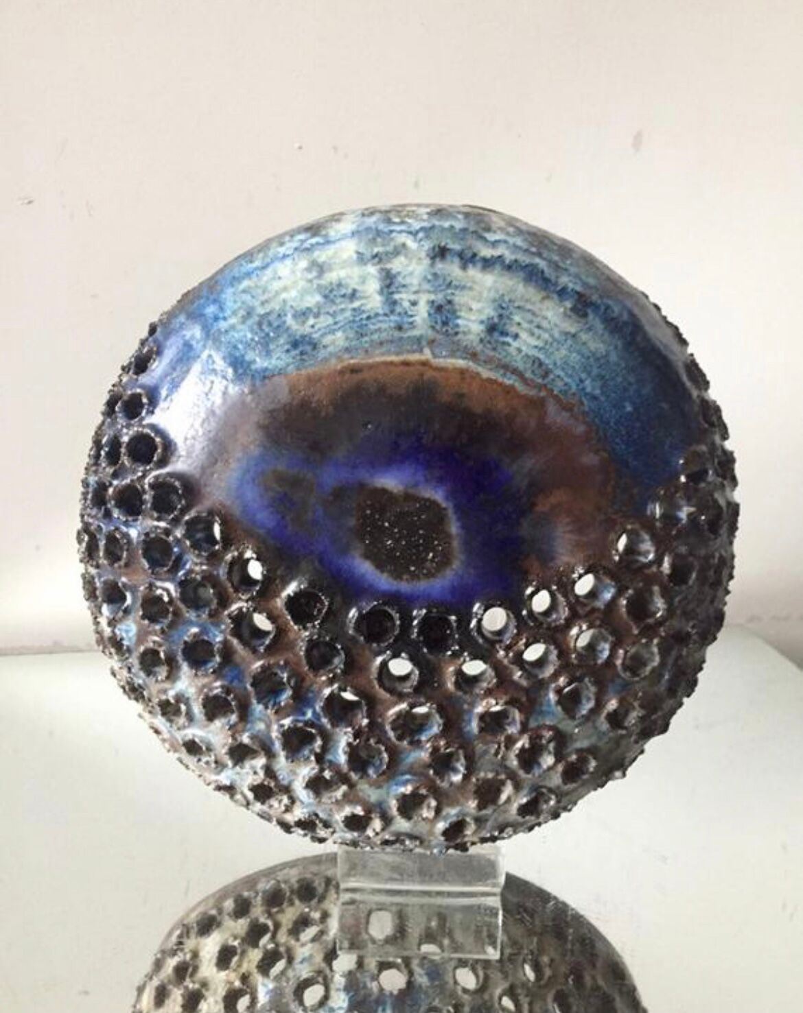 Danish ceramic stoneware 1974 wall light  signed studio