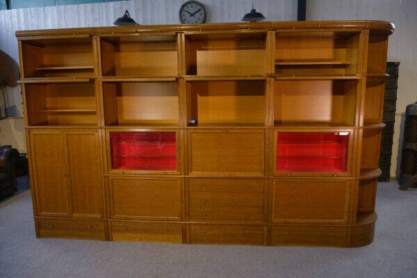 Modular furniture set by Pierre Cruege for Martin Dupuis in light oak, 1960