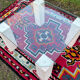 Table basse vintage en travertin et verre