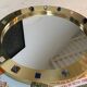 Modern Circular Mirror with Brass Frame and Semi-Precious Stone