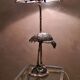silver metal lamp, heron, wader, bamboo