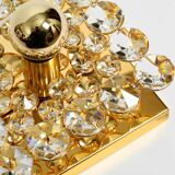 Small 70s Palwa brass ceiling or wall lamp with faceted crystal stones