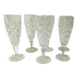 6 Bohemian Crystal Champagne Flutes