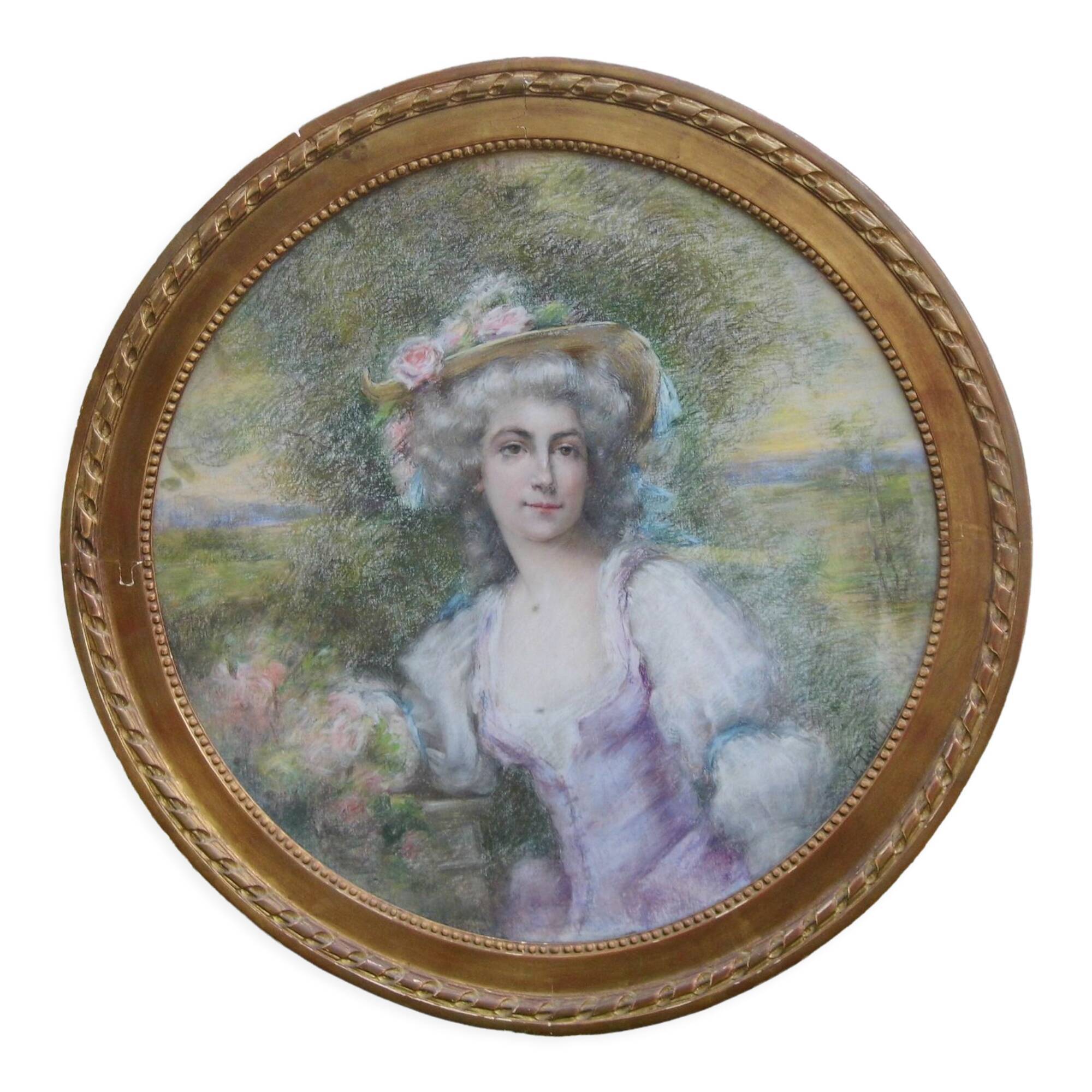 Marie-Louise medallion painting 19th century pastel signed L.Tailleferie tbe
