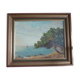 Tablau peinture à l'huile bord de mer signé
