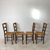 Ensemble de 4 chaises paillées