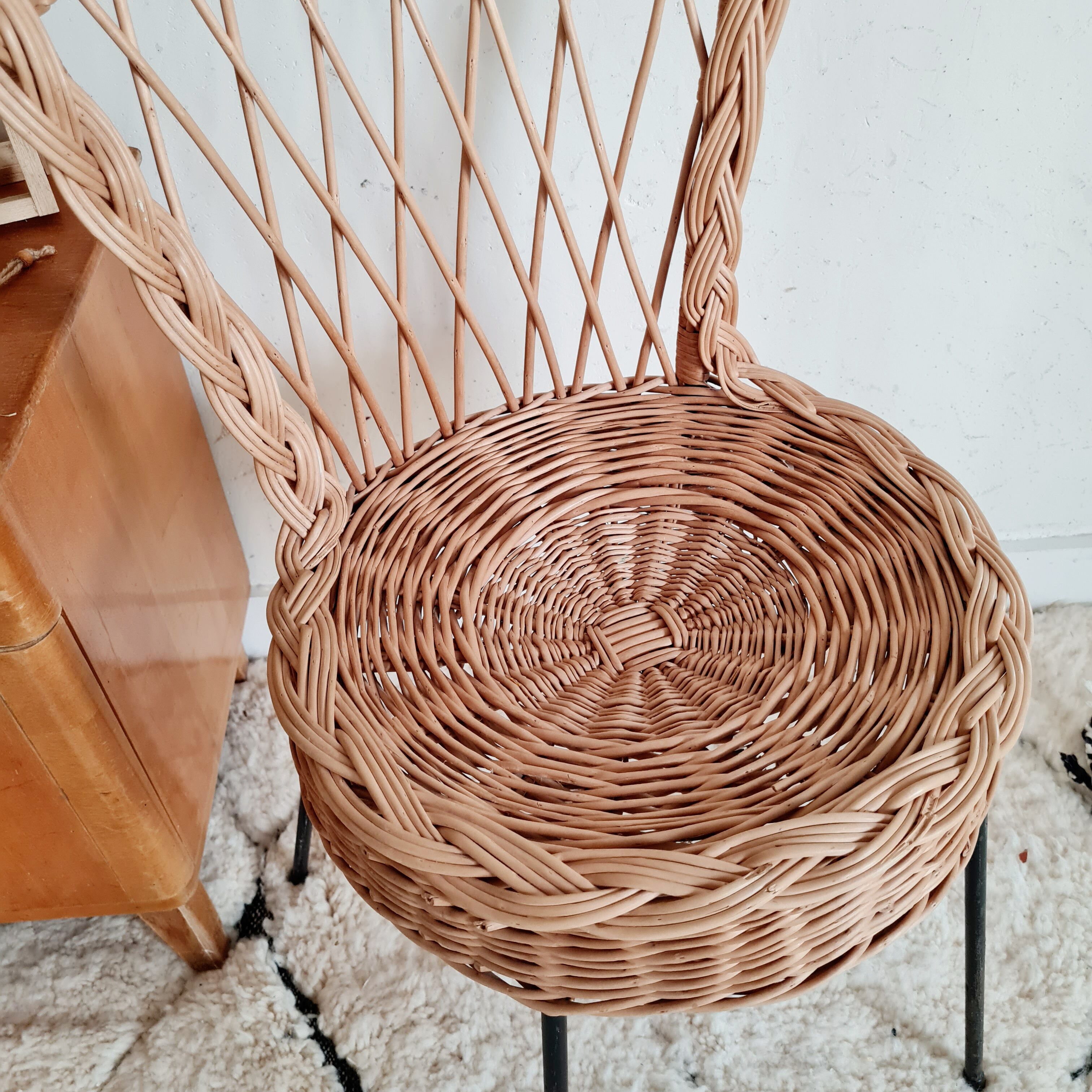 Rattan chair and metal base 50s