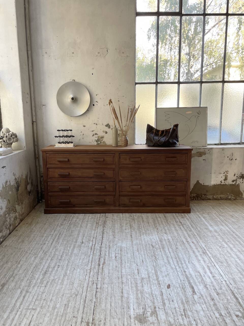 50s pitch pine haberdashery cabinet