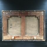 Tableau ancien paysage lacustre