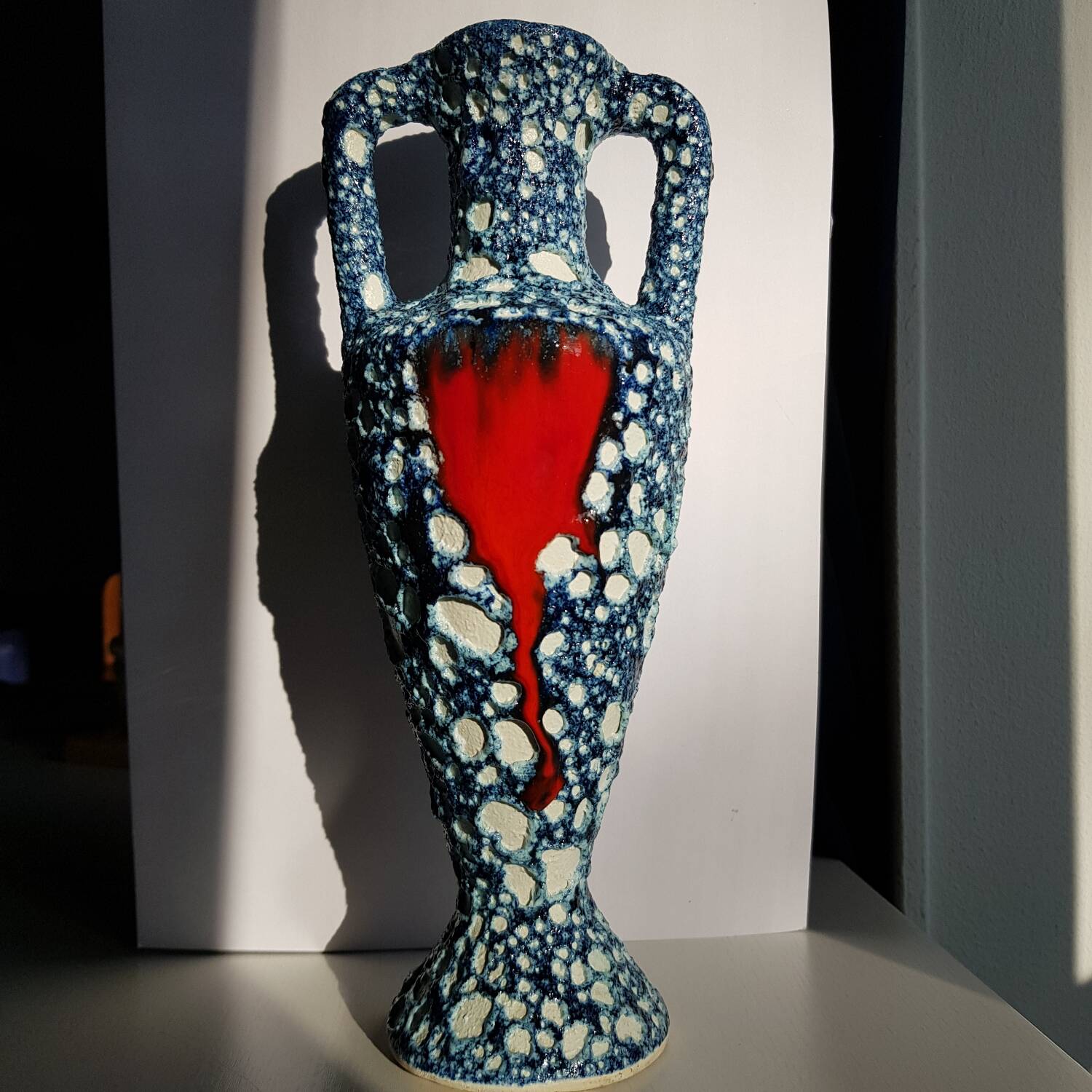 Fat lava blue vase