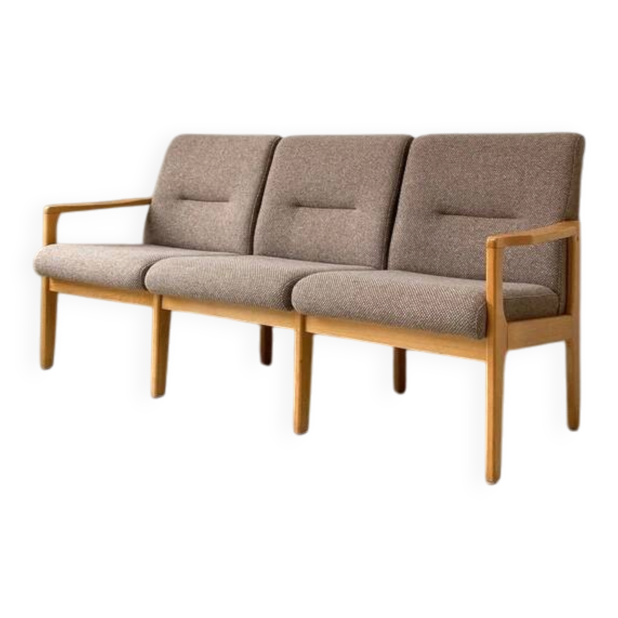 Vintage wooden seating area / sofa and 2 armchairs