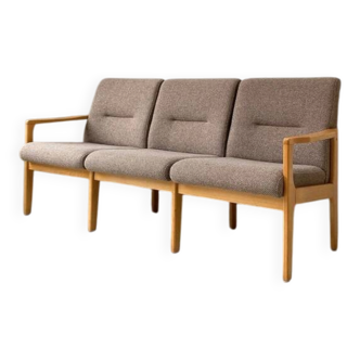 Vintage wooden seating area / sofa and 2 armchairs