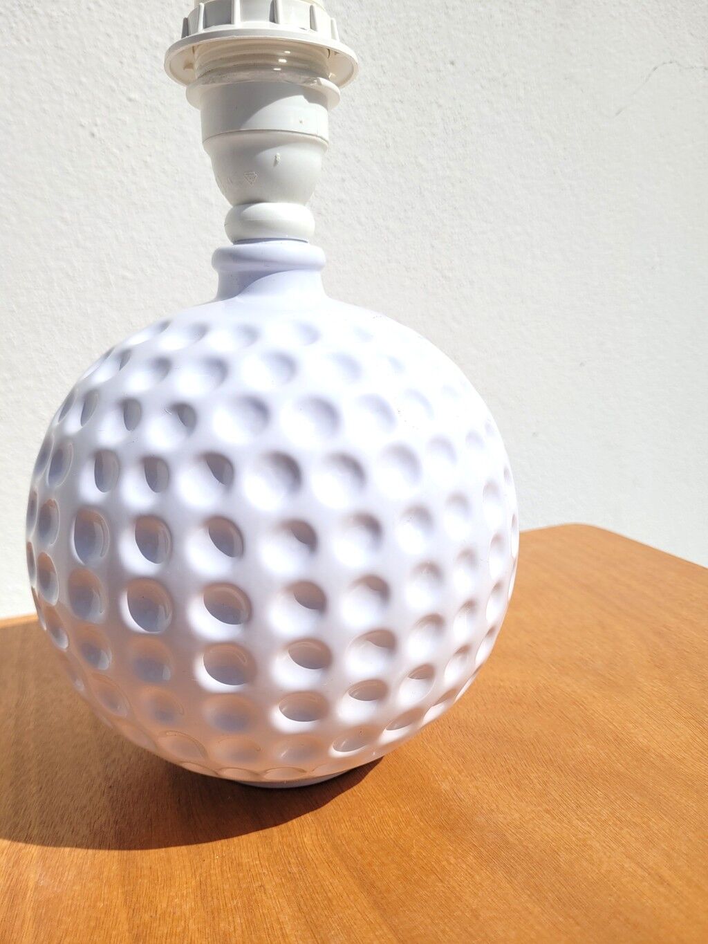 Vintage golf ball lamp base, white ceramic "Monteuse"