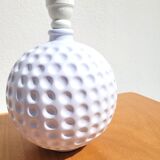 Vintage golf ball lamp base, white ceramic "Monteuse"