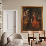 Peinture italienne antique du XVIIe siècle, Moïse sauvé des eaux.