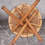 Low wicker and rattan stools, 1970s. (Set of 3)