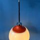 Suspension Space Age massive in white plexiglass Mid-Century with a red top cap.