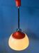 Suspension Space Age massive in white plexiglass Mid-Century with a red top cap.
