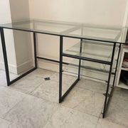 Large desk design in glass and black metal