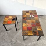 Duo de tables basses en céramique émaillée