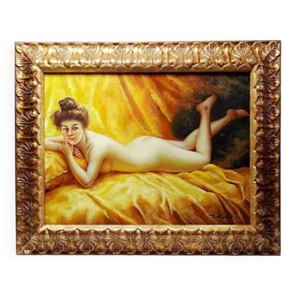 Tableau "Nu au coussin" "La paresseuse" d'après Daniel Hernández Morillo