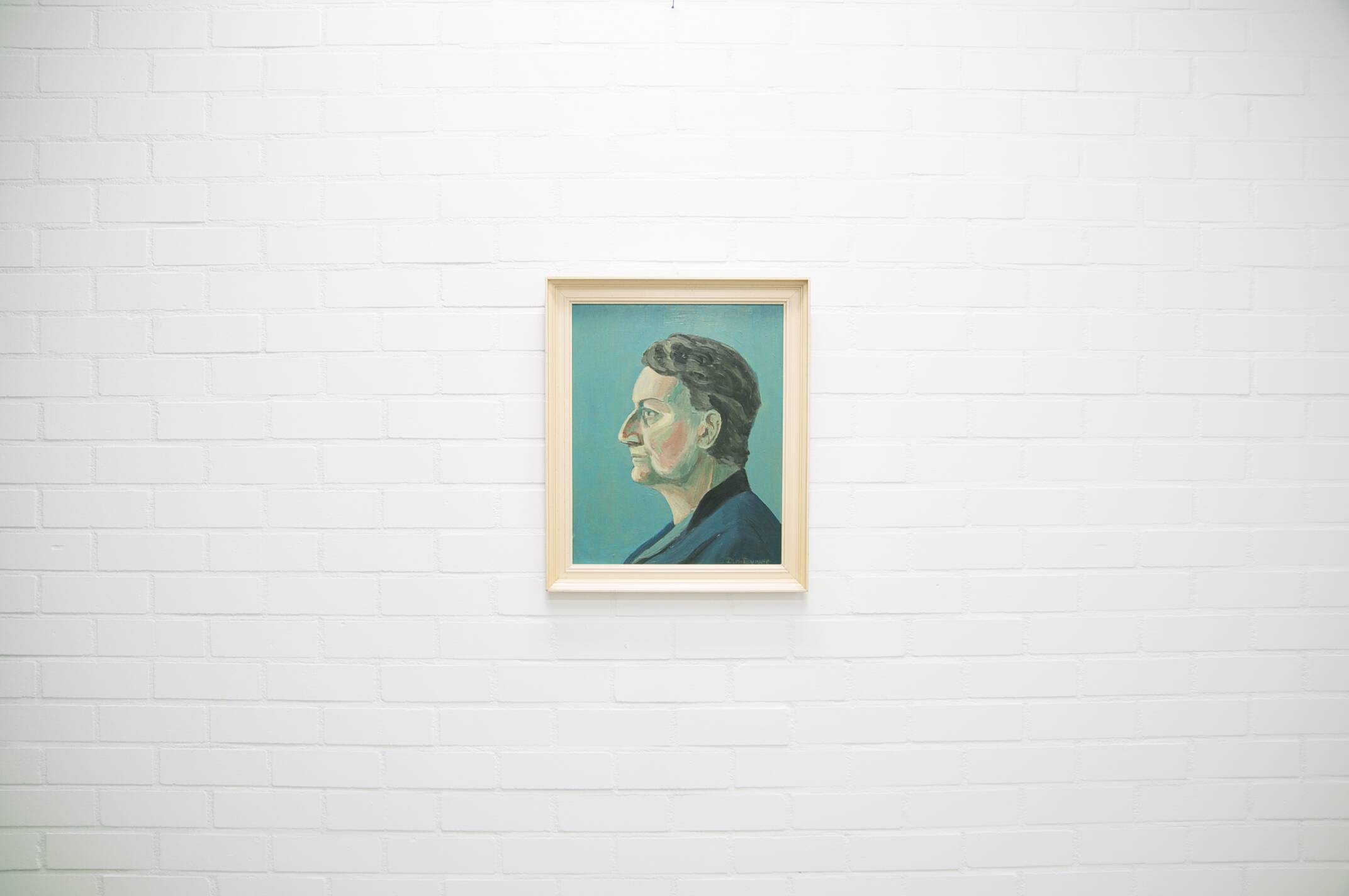 vintage beige frame mint green portrait man