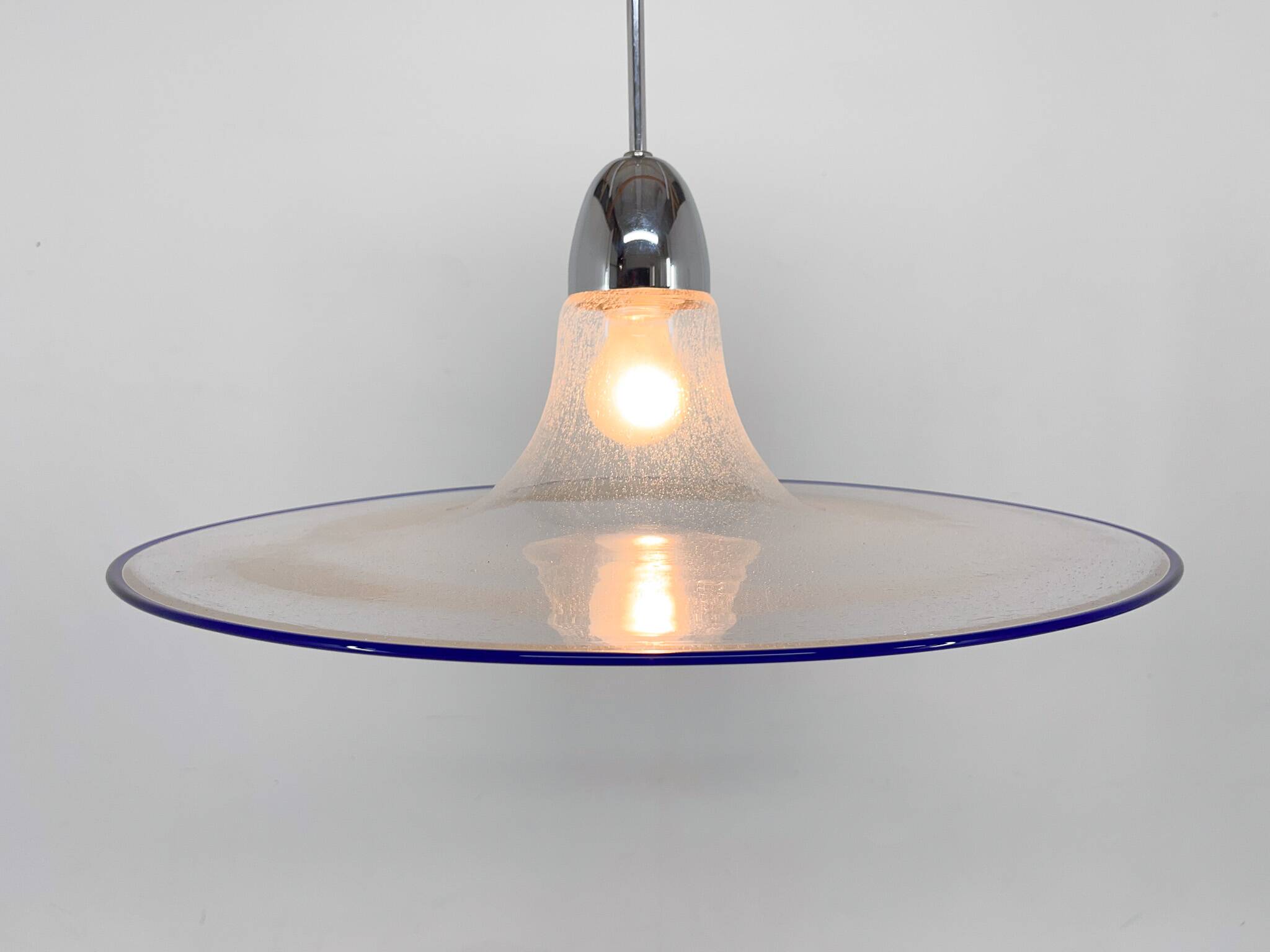 Space Age Italian Bubble Glass & Chrome Pendant Light, 1970's