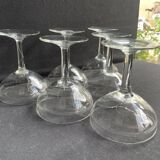 6 engraved crystal champagne glasses – Art Deco