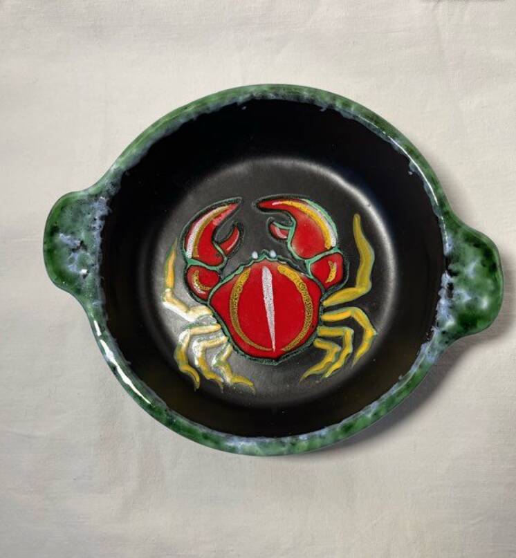 Shallow dish or ceramic serving dish by Gabriel Fourmaintraux.