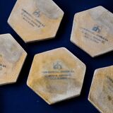 Set of 6 brutalist coasters by David Marshall, Spain, 1970