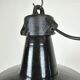 Industrial black enamel factory lamp with cast iron top, 1960s