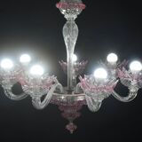 Wonderful Vintage Pink Venetian Chandelier Murano Glass 7 arms