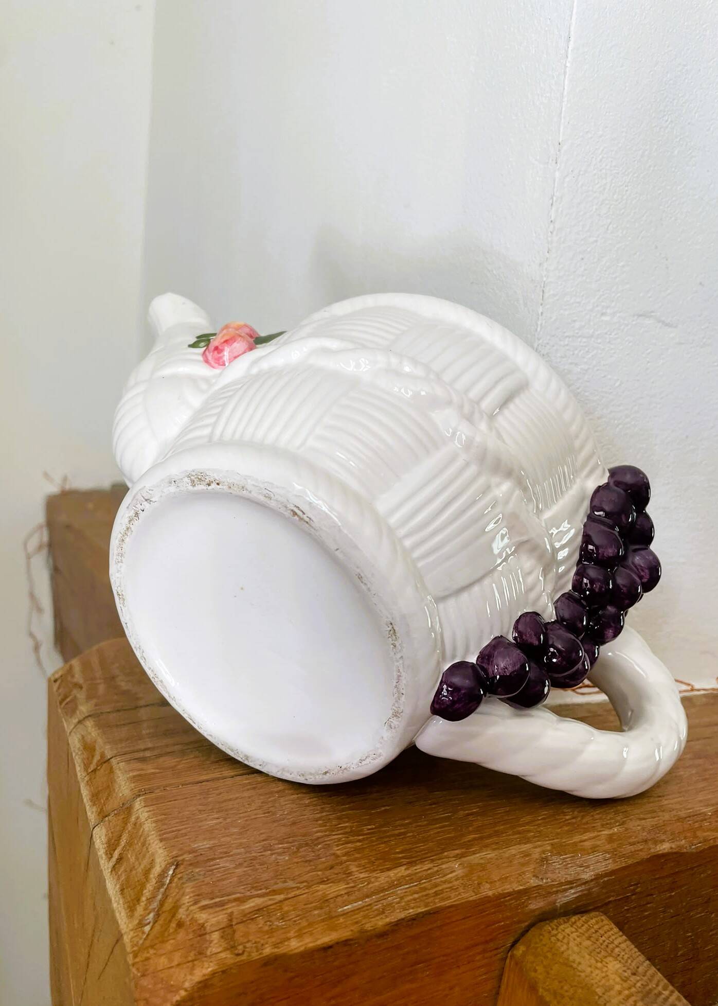 Vintage fruit majolica teapot
