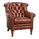 Cognac-coloured cow leather Chesterfield armchair in English style