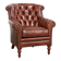 Cognac-coloured cow leather Chesterfield armchair in English style
