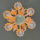 Petit Lustre Vénitien En Verre De Murano Bleu Opalescent Et Doré, 6 Bras De Lumière Vers 1950