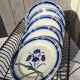 6 old plates on the ground "blue flowers"
