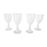 Lot 4 glasses with crystal foot St Louis chiseled patterns including 2 signed High. 14.5 cm