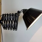 Industrial Black Enamel Scissor Wall Lamp, 1930s