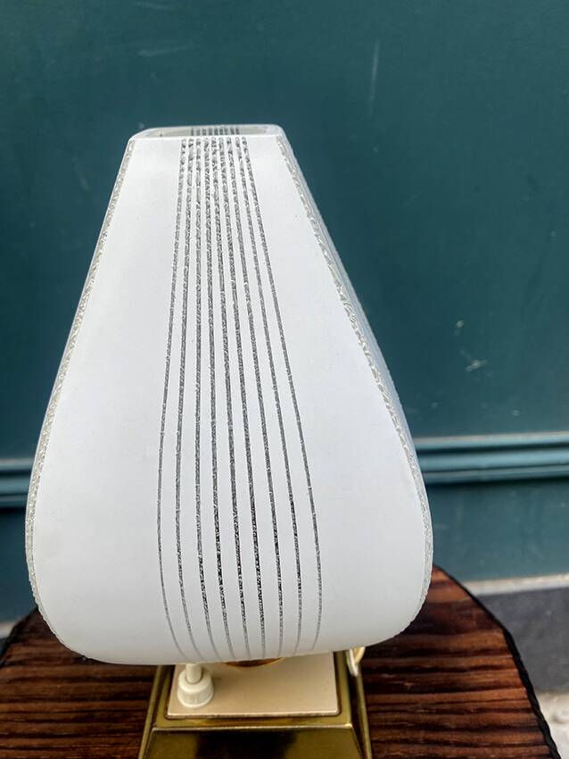 Pair of bedside lamps, glass and brass, 1950