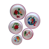 Set of 5 enamelled metal bowls