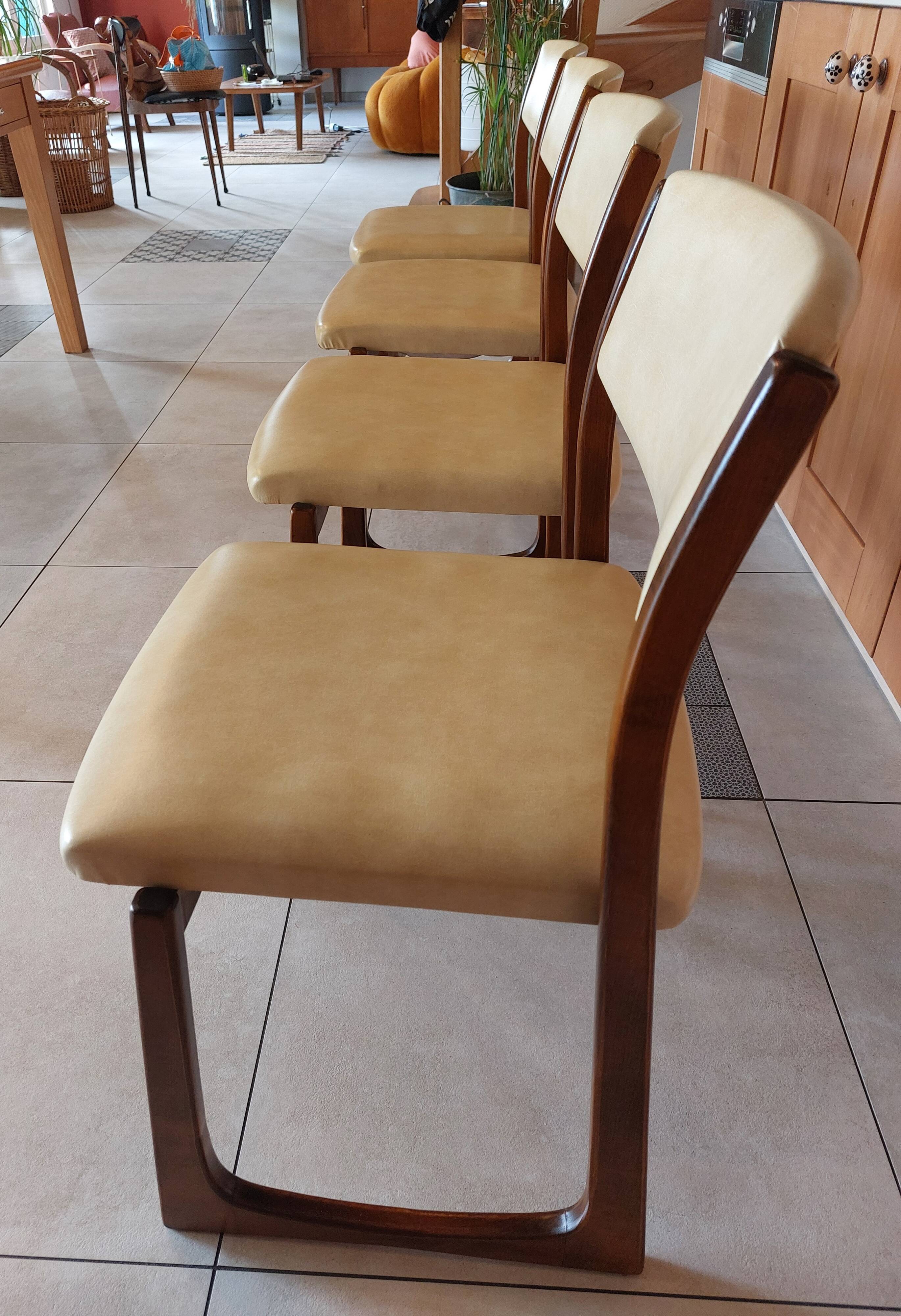 4 sled chairs, vintage