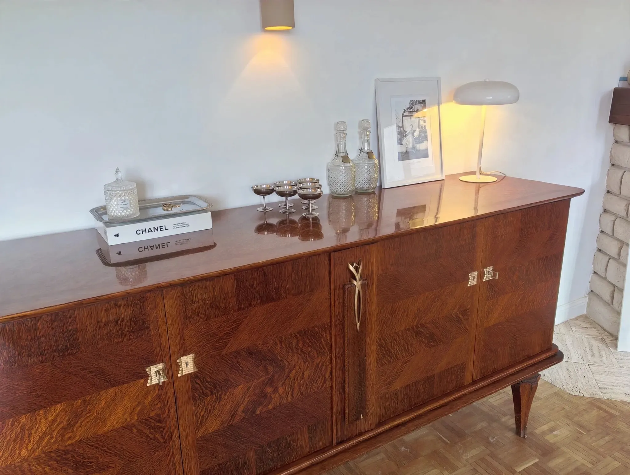 Art Deco diamond-point buffet enfilade in oak - 1930s-1950s - 3