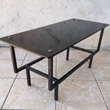 1950s metal and glass coffee table