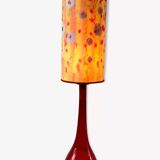 Large red Murano style Italian blown glass lamp and seventies lampshade from the 70s