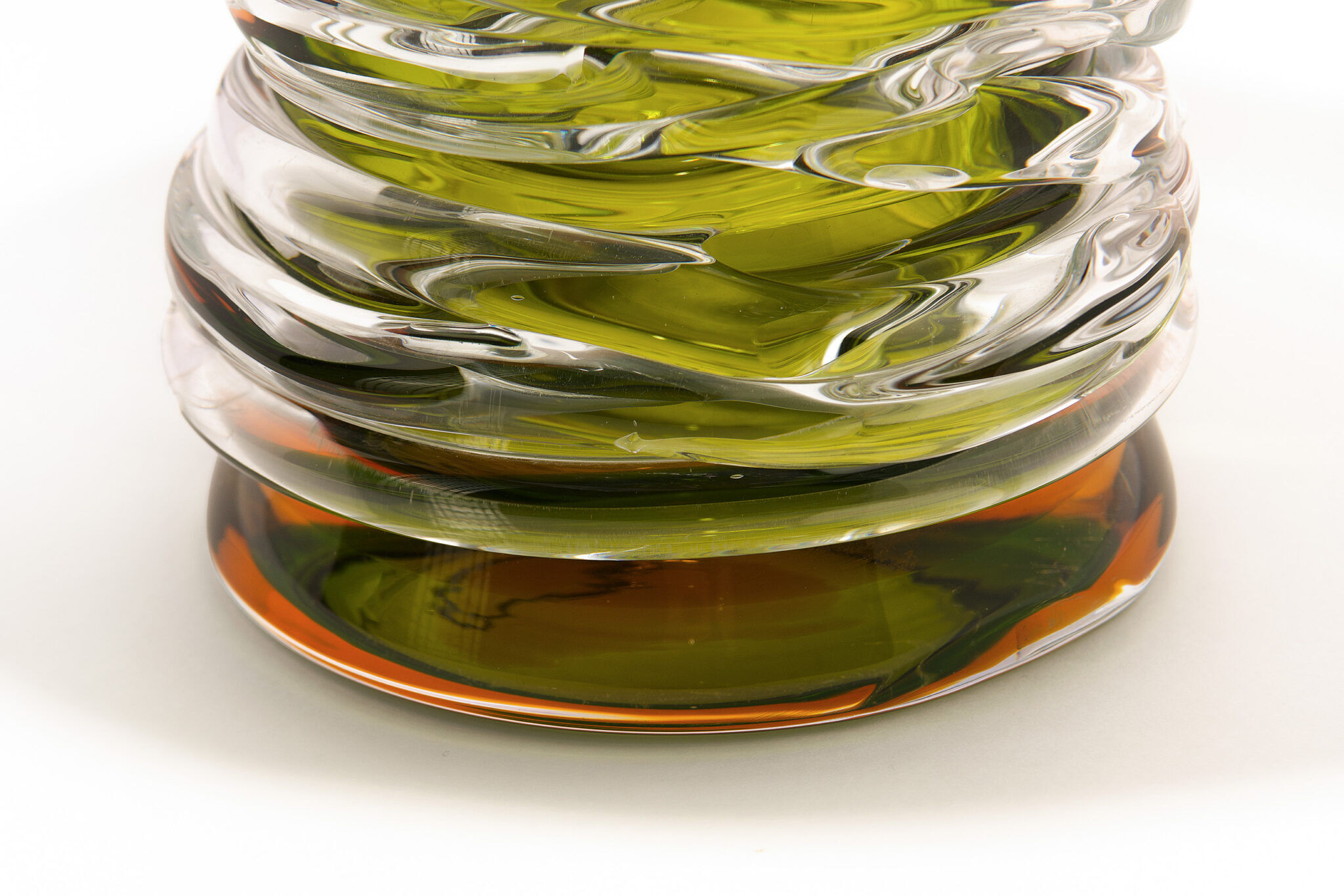 'Tamtam Honey' vase in crystal and green glass - Sem Schanzer (as l'Anverre