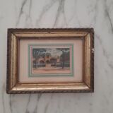 Antique engraving, framed, titled "Le Pont Neuf".