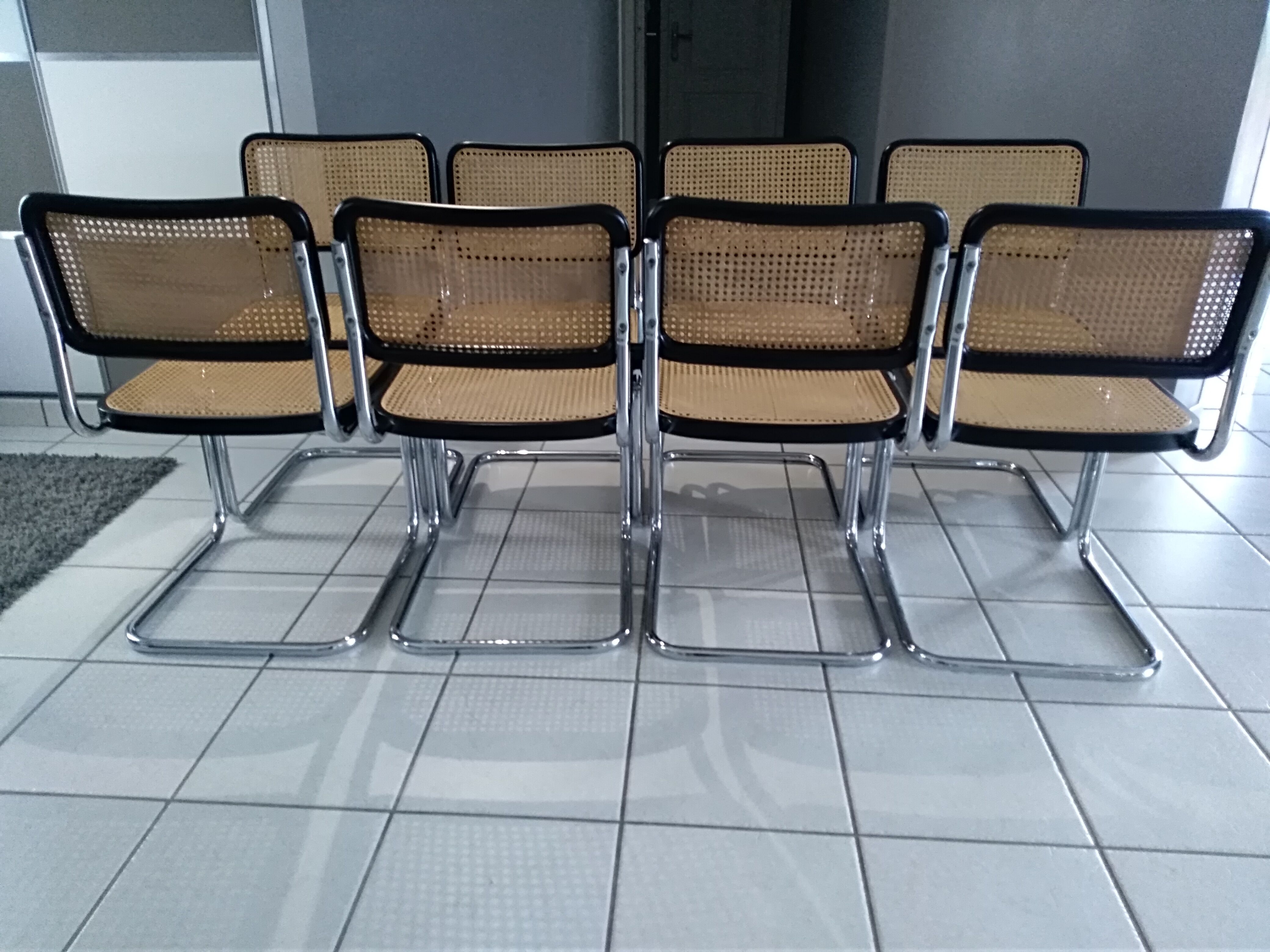 Suite of 8 chairs Cesca B32 by Marcel Breuer vintage 04/92